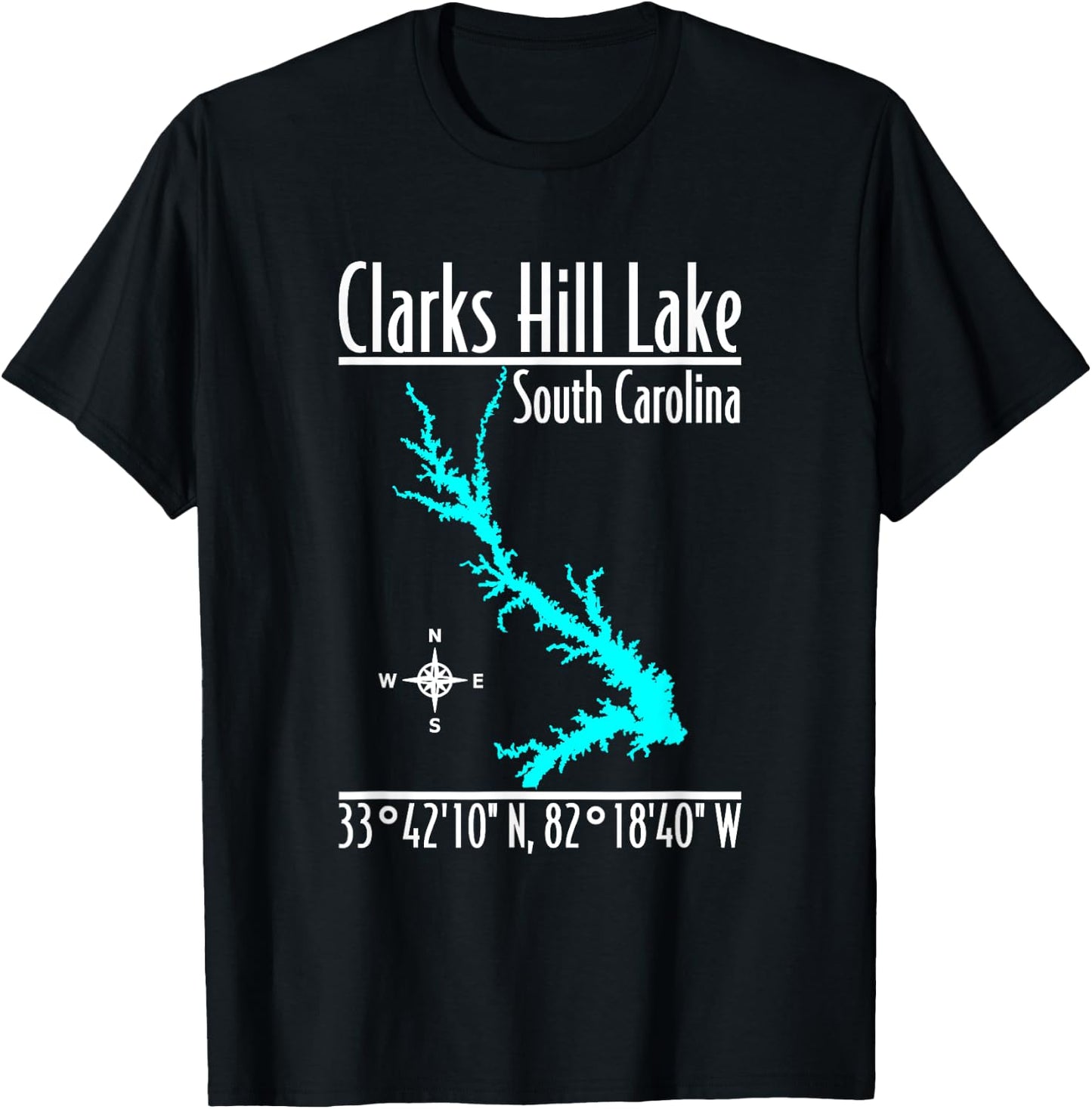 Modern Clarks Hill Lake - South Carolina T-Shirt - T-Shirt | Black