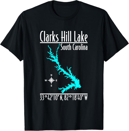 Modern Clarks Hill Lake - South Carolina T-Shirt - T-Shirt | Black