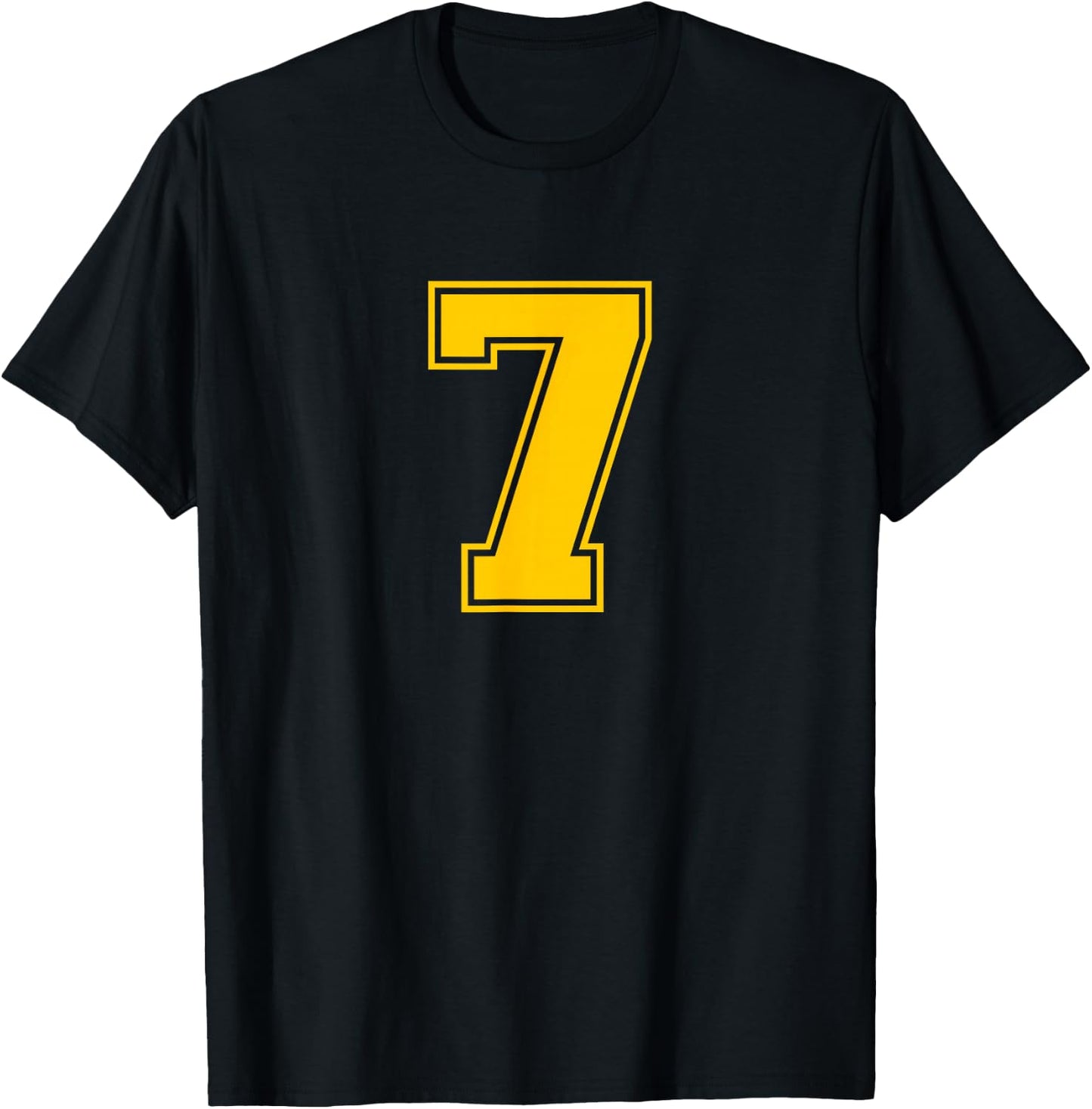 Yellow Sports Team Number #7 T-Shirt - T-Shirt | Black