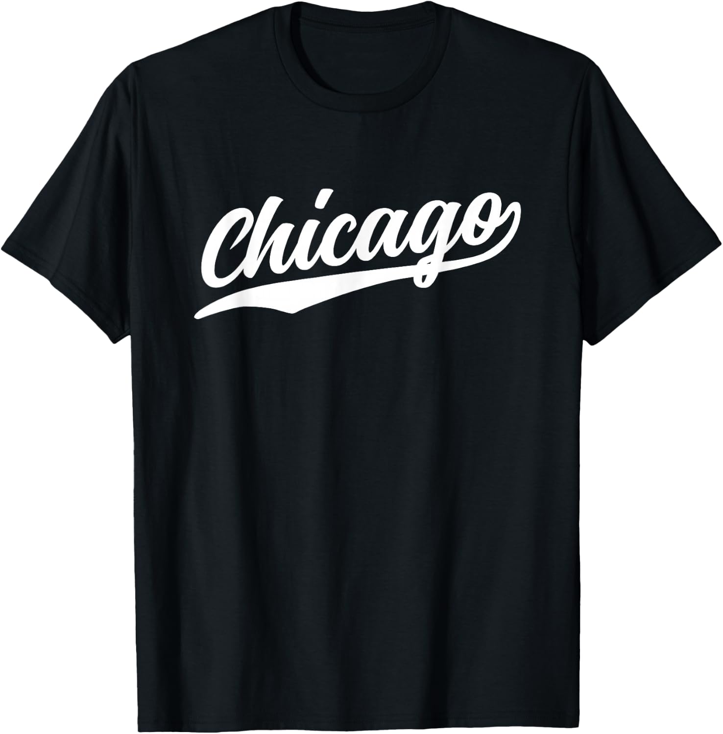 Chicago Illinois Cool Retro Script 1970s White Text Vintage T-Shirt - T-Shirt | Black