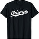 Chicago Illinois Cool Retro Script 1970s White Text Vintage T-Shirt - T-Shirt | Black