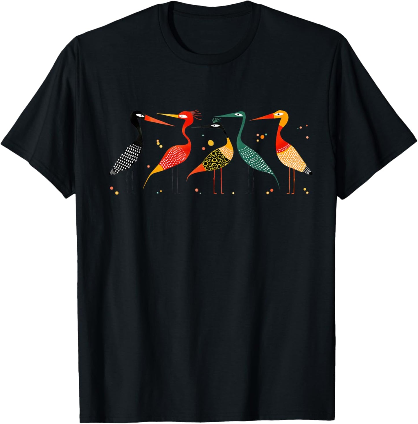 Fuzzy Logic Brand MidCentury Modern Heron , Small, Blue T-Shirt - T-Shirt | Black