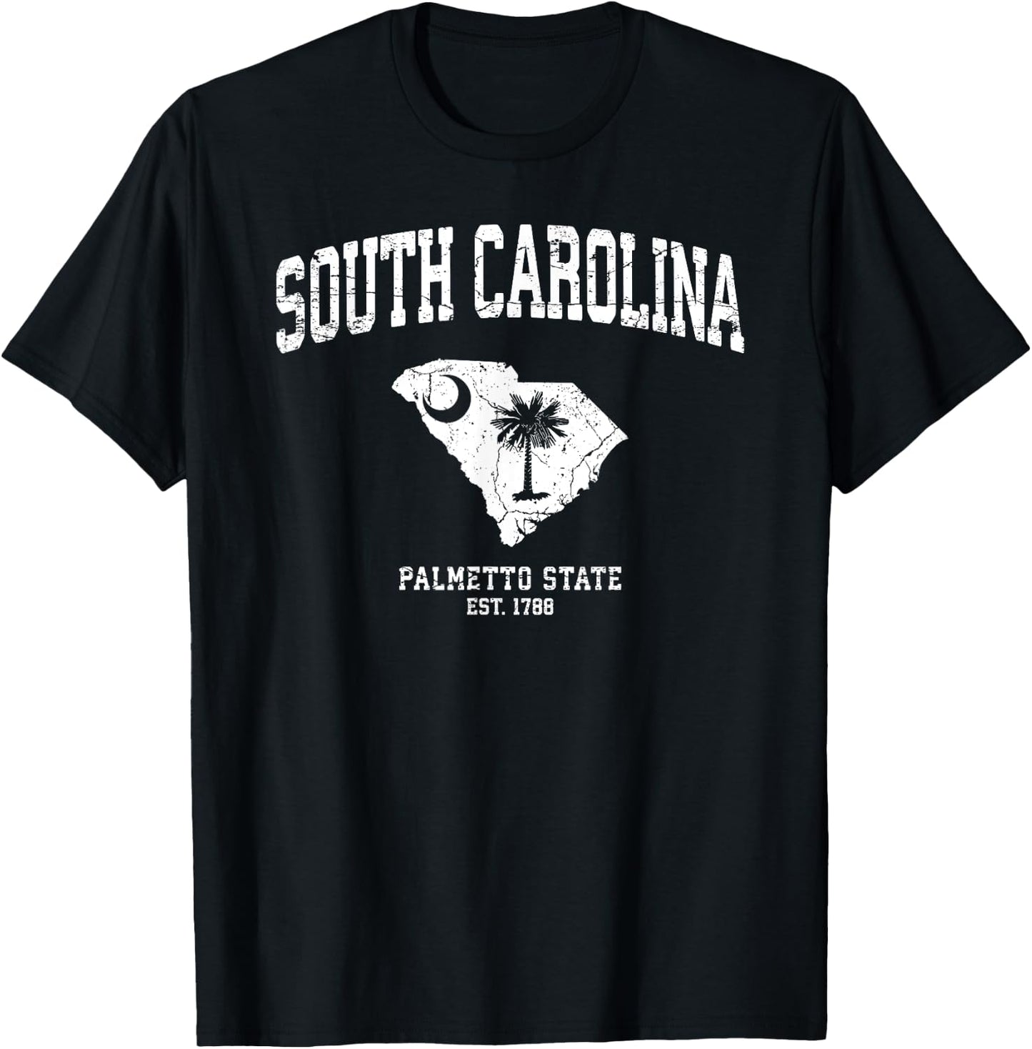 Distressed South Carolina State Flag T-Shirt - T-Shirt | Black