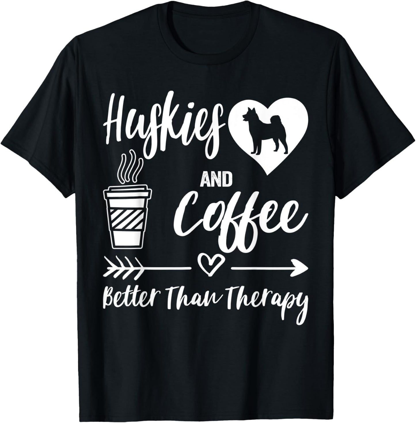 Huskies And Coffee Husky Mom Husky Dad Coffee Husky Dog T-Shirt - T-Shirt | Black