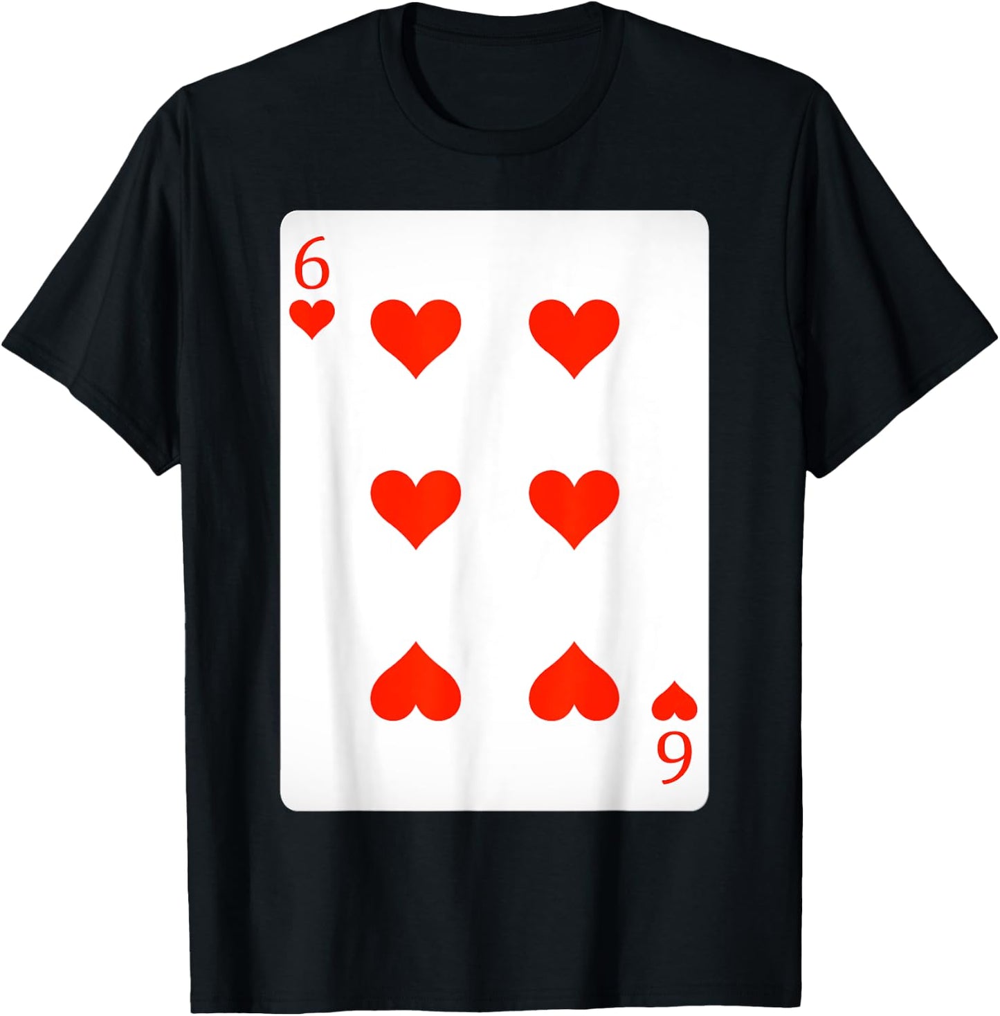 6 Six Of Hearts Playing Cards Shirt Easy Halloween Costume T-Shirt - T-Shirt | Black