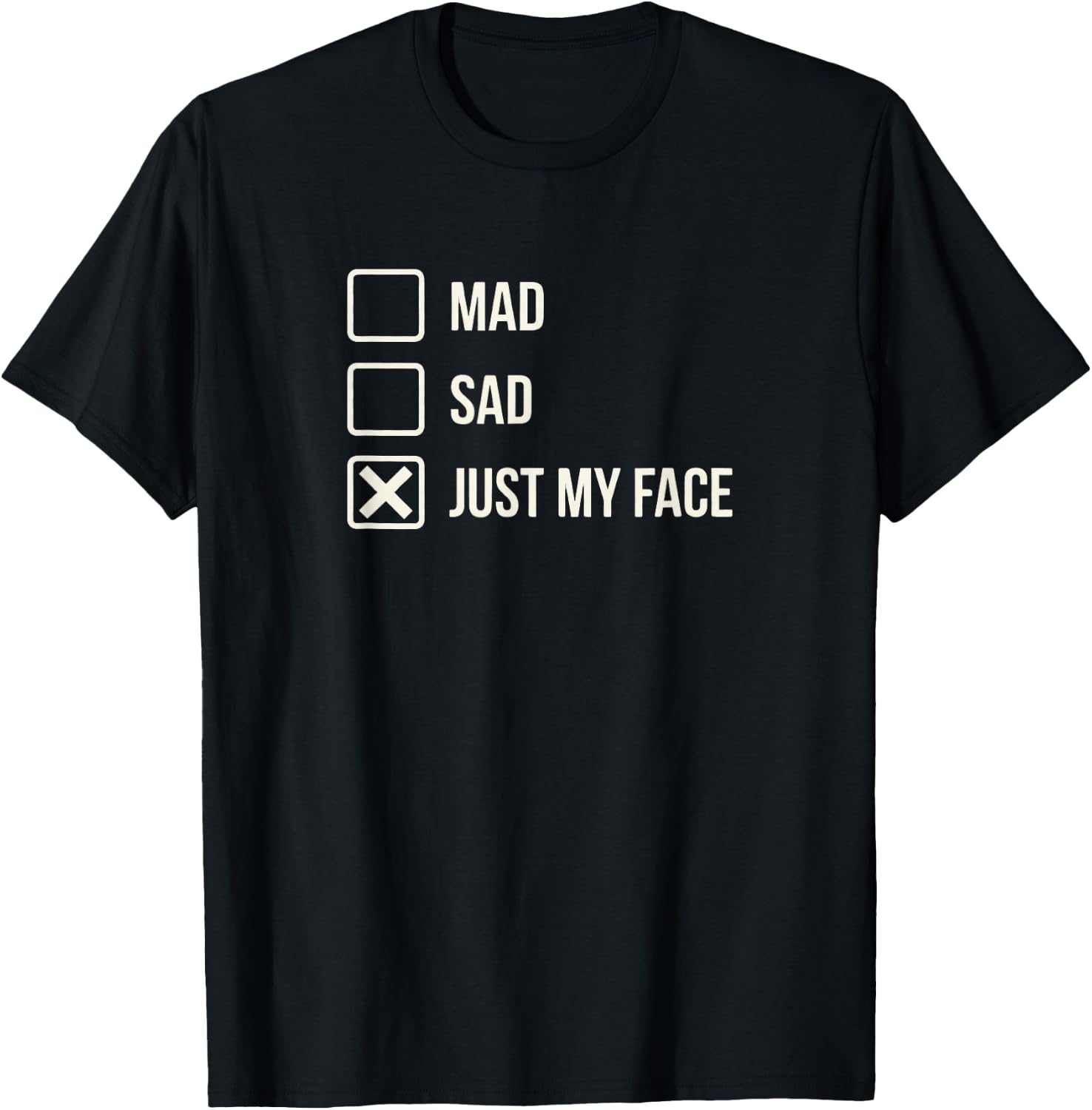 RBF Resting Face Deadpan Expression Joke Mad Sad Checkbox T-Shirt - T-Shirt | Black