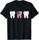 Dental Hygienist Us Flag 4th of July Patriotic Tooth Doctor T-Shirt - T-Shirt | Black