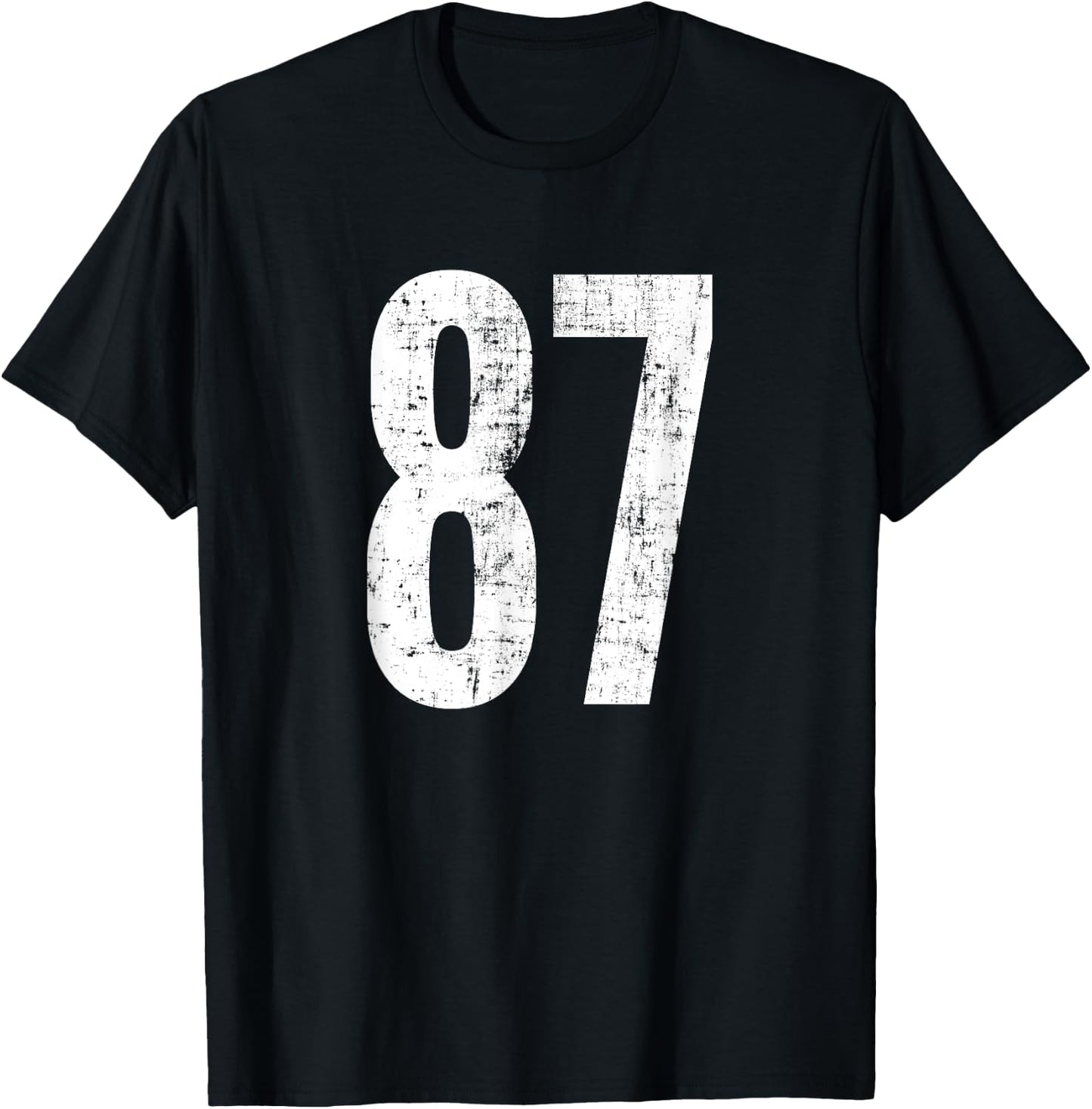 Number 87 Eighty-Seven Distressed Vintage Sport Team Players T-Shirt - T-Shirt | Black