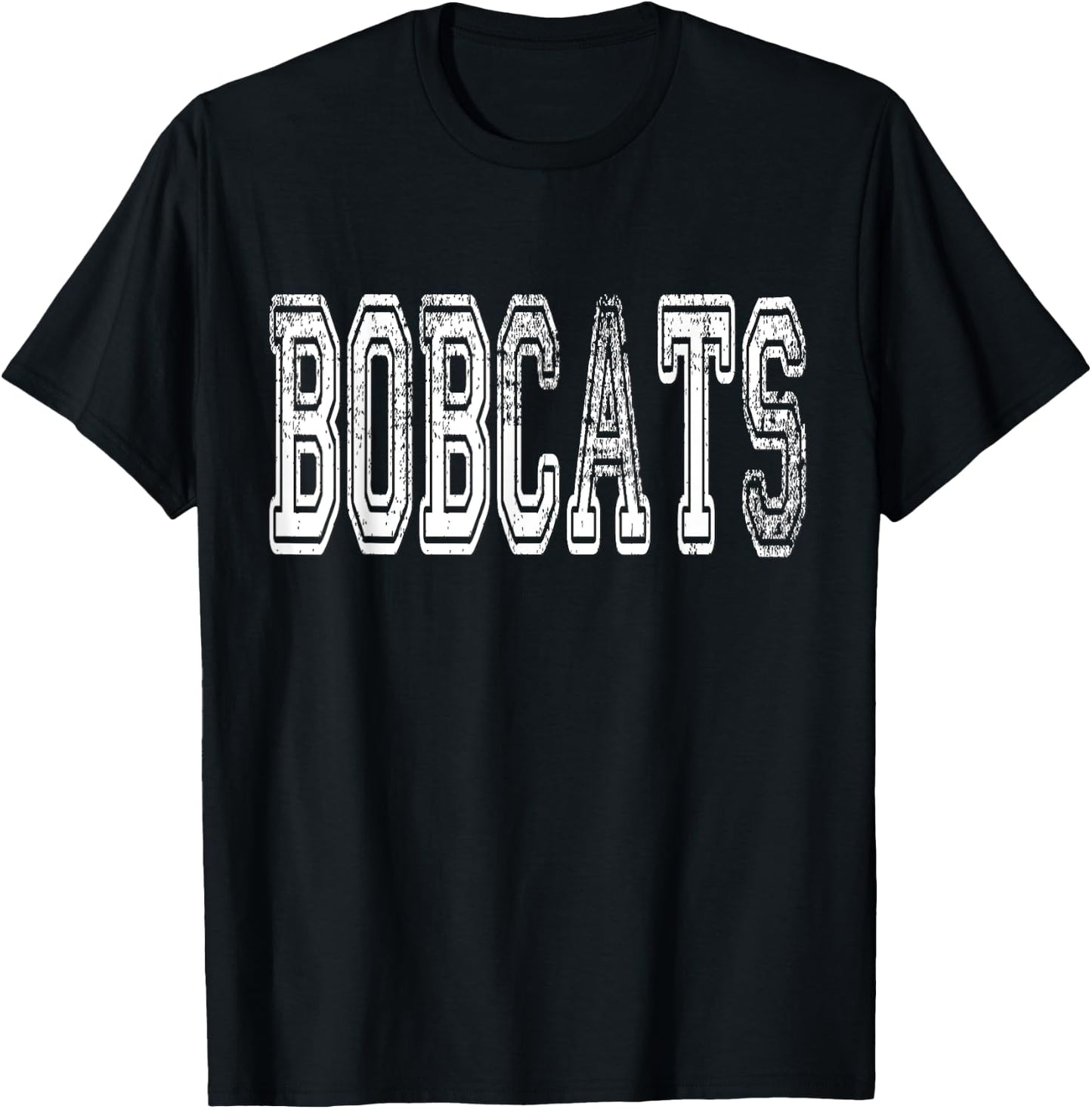 Bobcats Mascot Distressed Vintage School Sports Name Fans T-Shirt - T-Shirt | Black