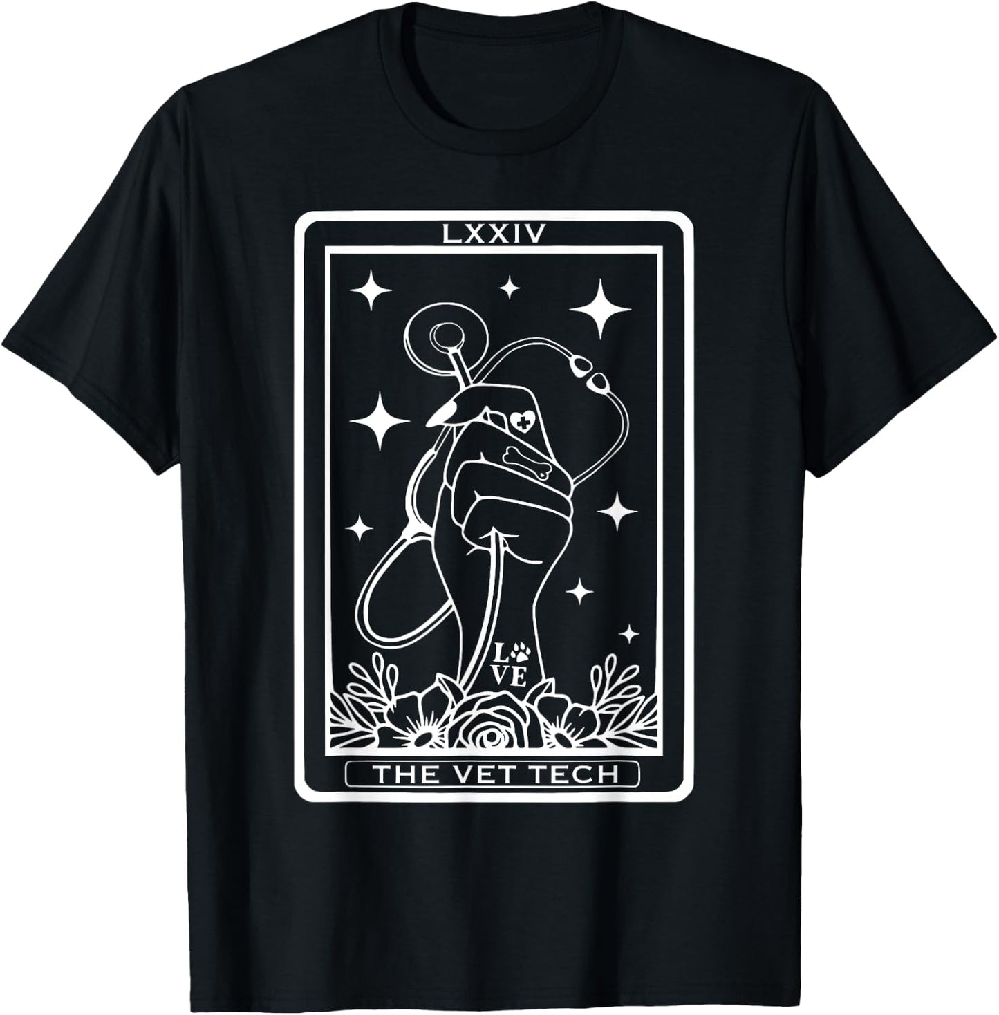 Vet Tech Tarot Card Veterinarian Celestial Witchcraft Goth T-Shirt - T-Shirt | Black