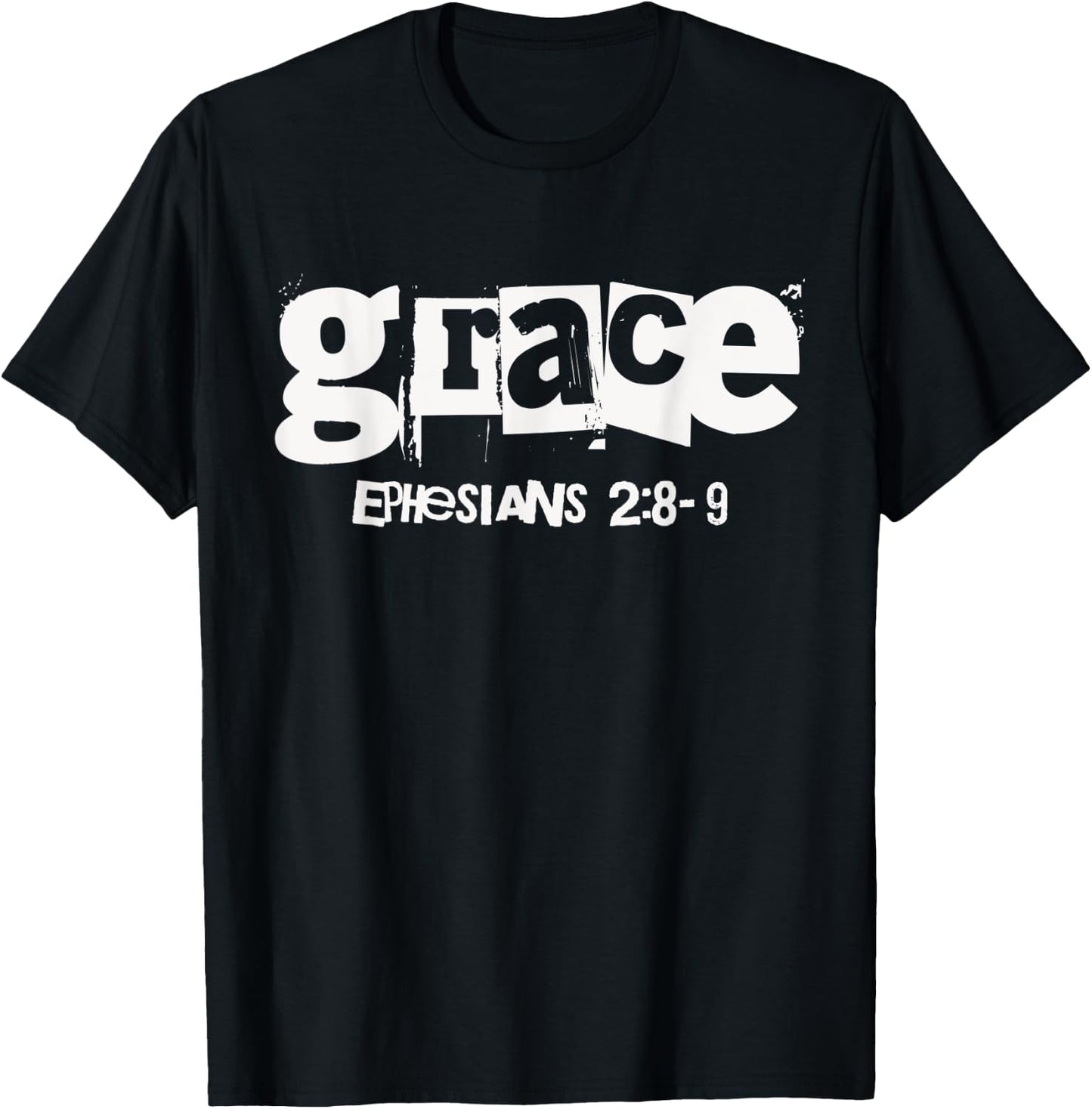 Grace (Ephesians 2:8-9) Christian Streetwear Bible Verse T-Shirt - T-Shirt | Black