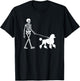 Skeleton Walking a Dog Poodle Halloween Outfit Men Women Kids T-Shirt - T-Shirt | Black