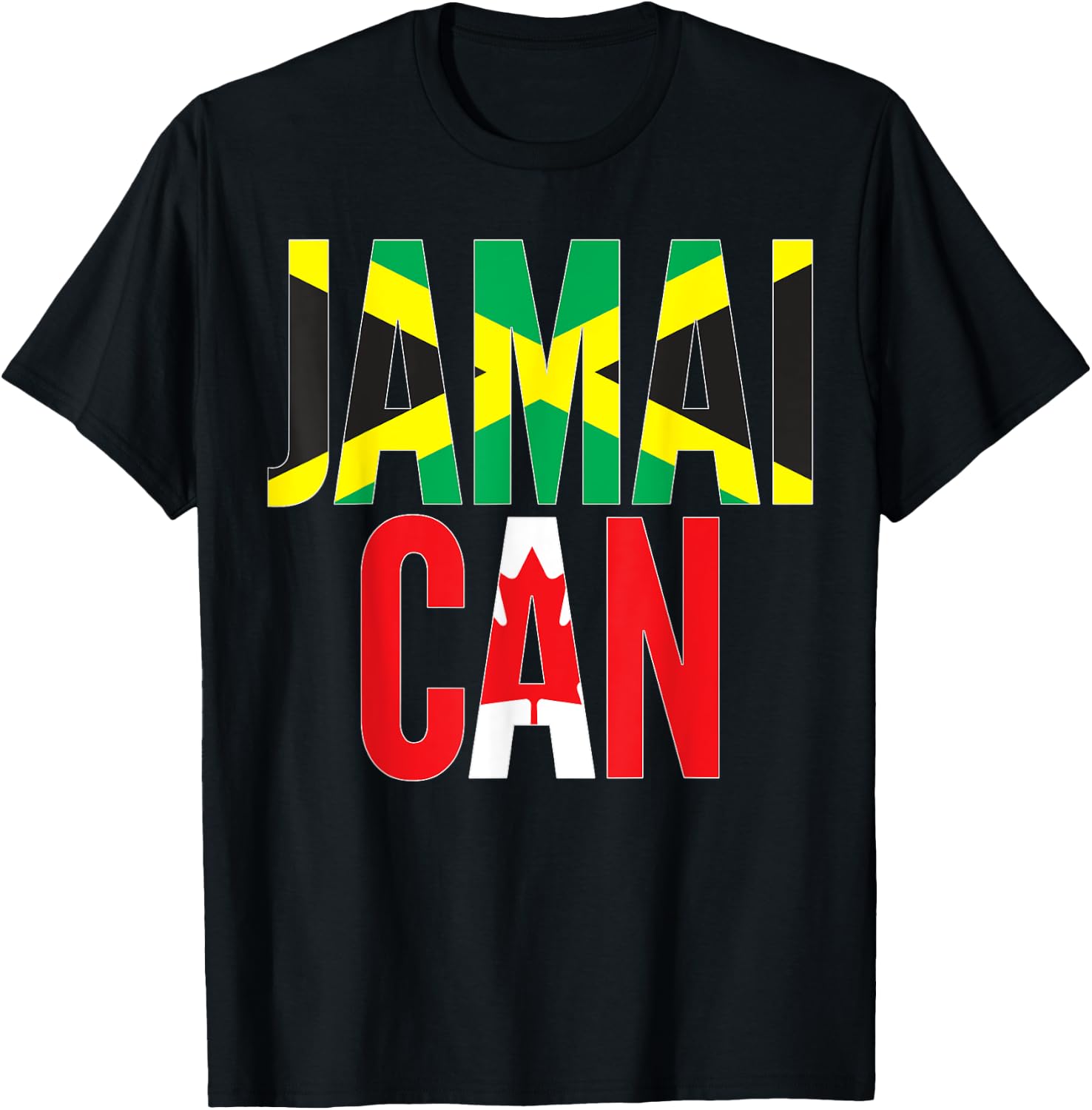 Canadian Born Jamaican Root - Jamaica Canada Flag Themed T-Shirt - T-Shirt | Black