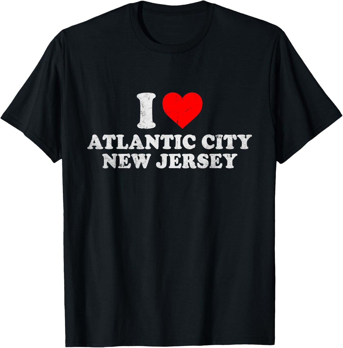 I Love Atlantic City NJ Distressed Vintage Beach Pride T-Shirt - T-Shirt | Black