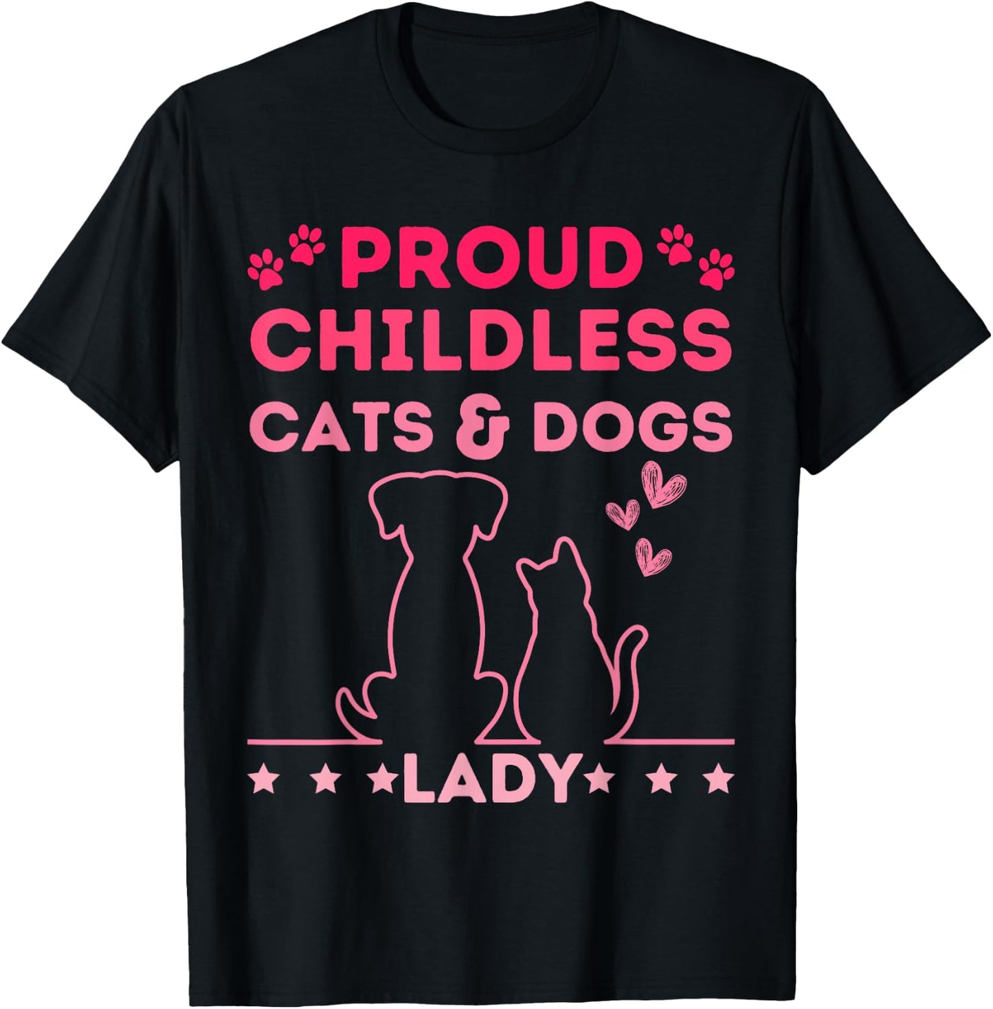 Proud Childless Cats & Dogs Lady Vintage Women T-Shirt - T-Shirt | Black