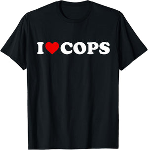 I Love Cops - Heart T-Shirt - T-Shirt | Black