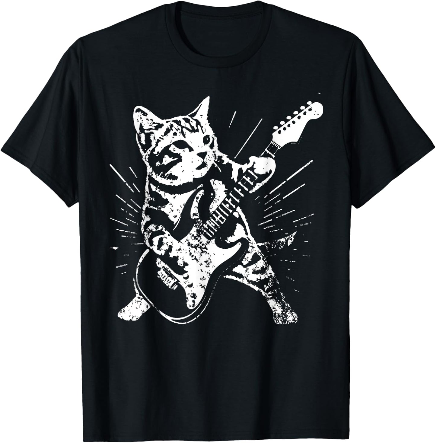 Vintage Cute Cat Playing A Guitar Women T-Shirt - T-Shirt | Black