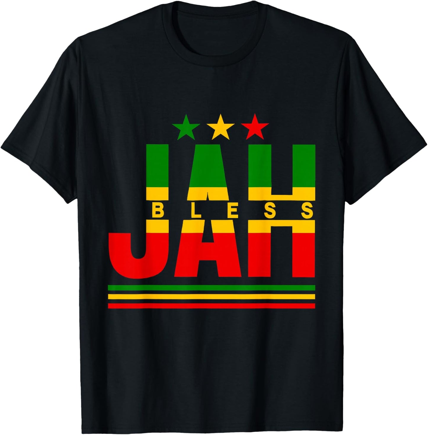 Jah Bless Rasta Reggae Music Rastafari Roots Jamaican T-Shirt - T-Shirt | Black