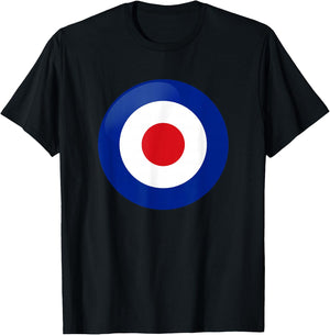 Vintage British RAF Mod Bullseye Retro Symbol Roundel Target T-Shirt - T-Shirt | Black