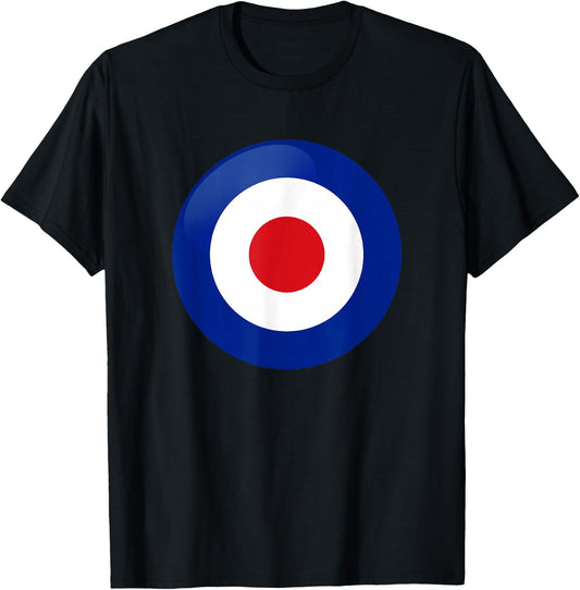 Vintage British RAF Mod Bullseye Retro Symbol Roundel Target T-Shirt - T-Shirt | Black