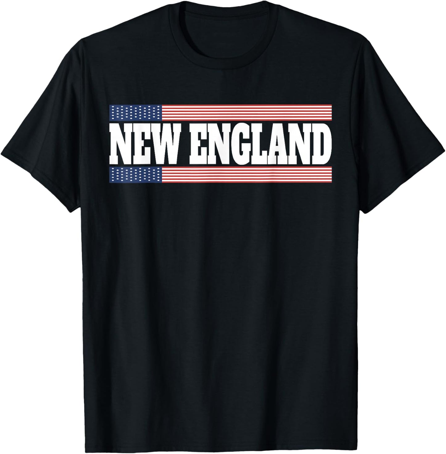 New England USA Flag Patriotic State Varsity New England T-Shirt - T-Shirt | Black