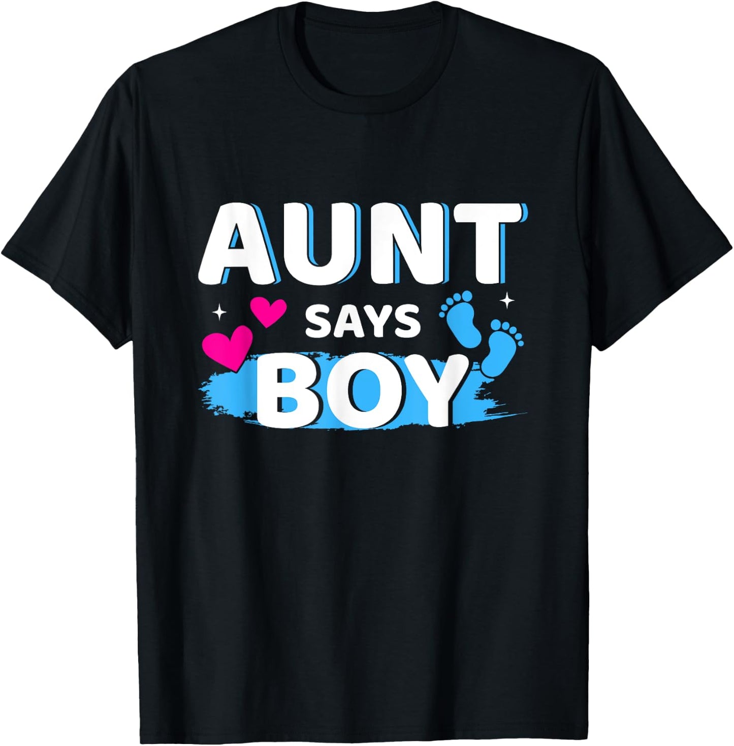 Gender reveal aunt says boy matching family baby party T-Shirt - T-Shirt | Black