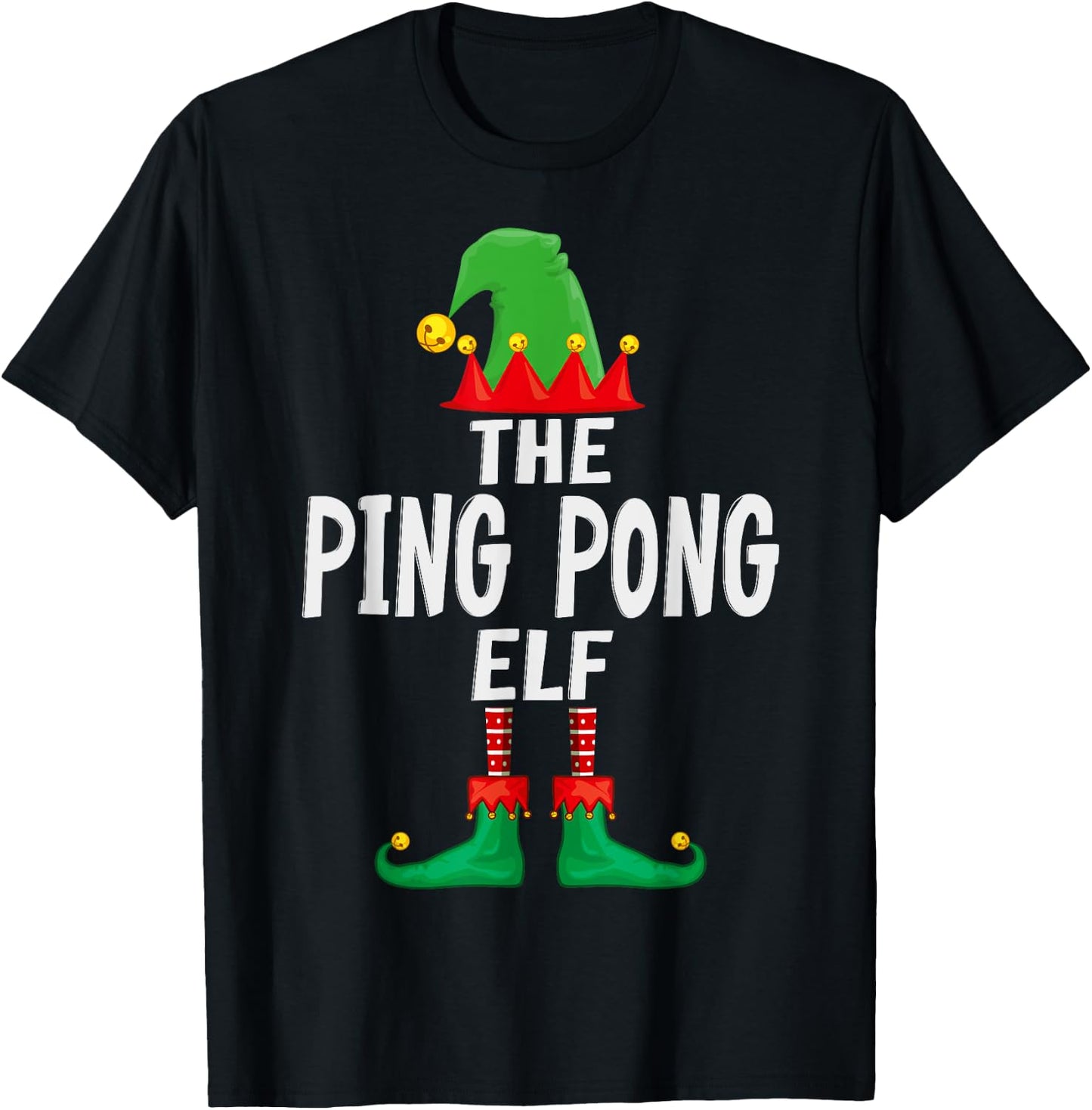 The Ping Pong Elf Matching Family Christmas T-Shirt - T-Shirt | Black