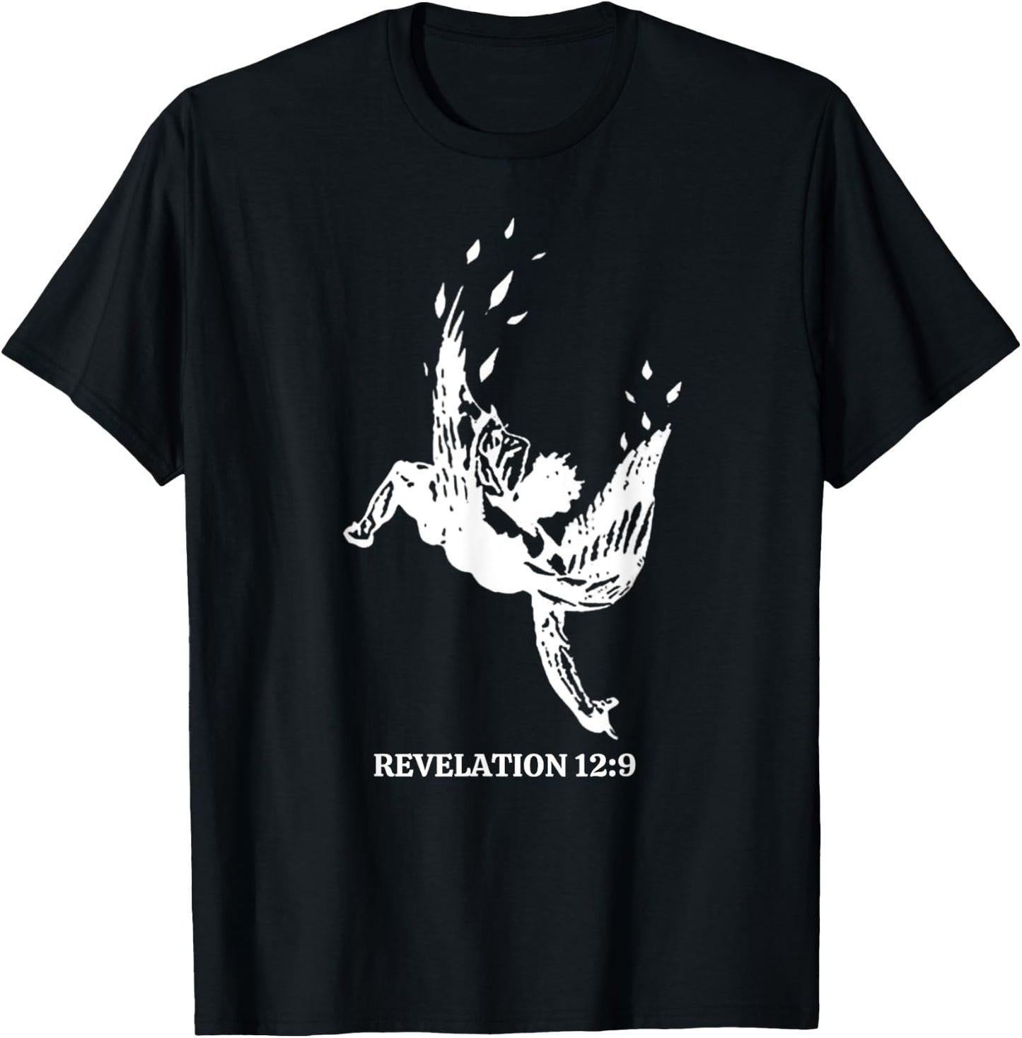 Revelations 12:9 - Fallen Angel Satan Biblical Scripture Art T-Shirt - T-Shirt | Black