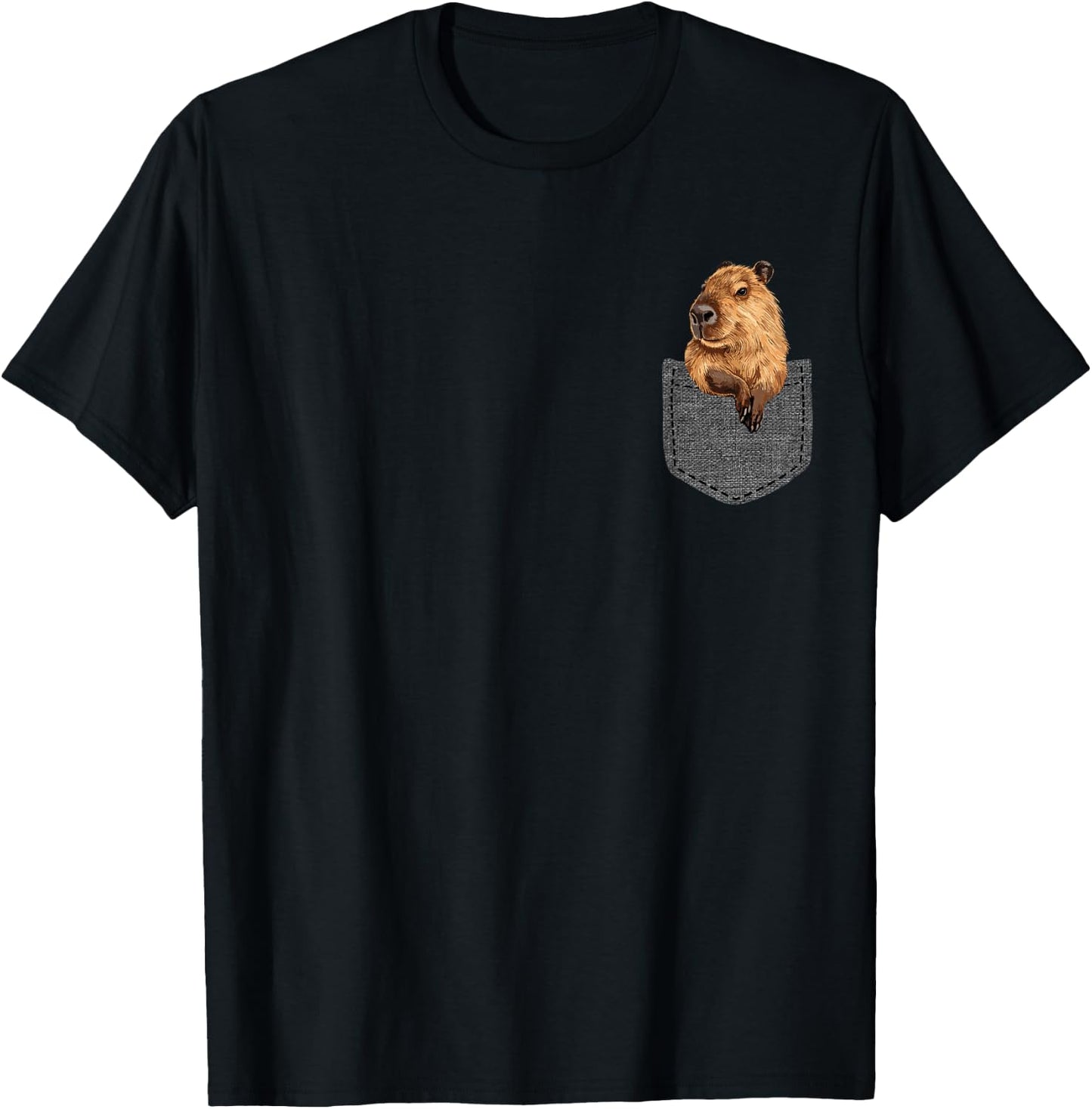 Capybara in Pocket T-Shirt - T-Shirt | Black