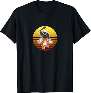 Man Riding Tiger Retro Sun Mask Bat Chodmunch Logo Merch T-Shirt - T-Shirt | Black