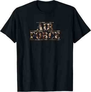 Air Force USAF Desert Camo Distressed Vintage Inspired T-Shirt - T-Shirt | Black