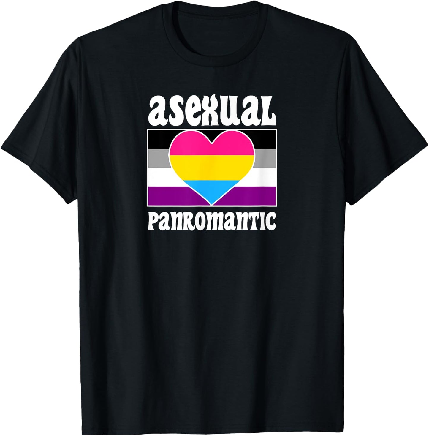 Cute Asexual Panromantic Pride Flag Cute Funny Ace Aesthetic T-Shirt - T-Shirt | Black