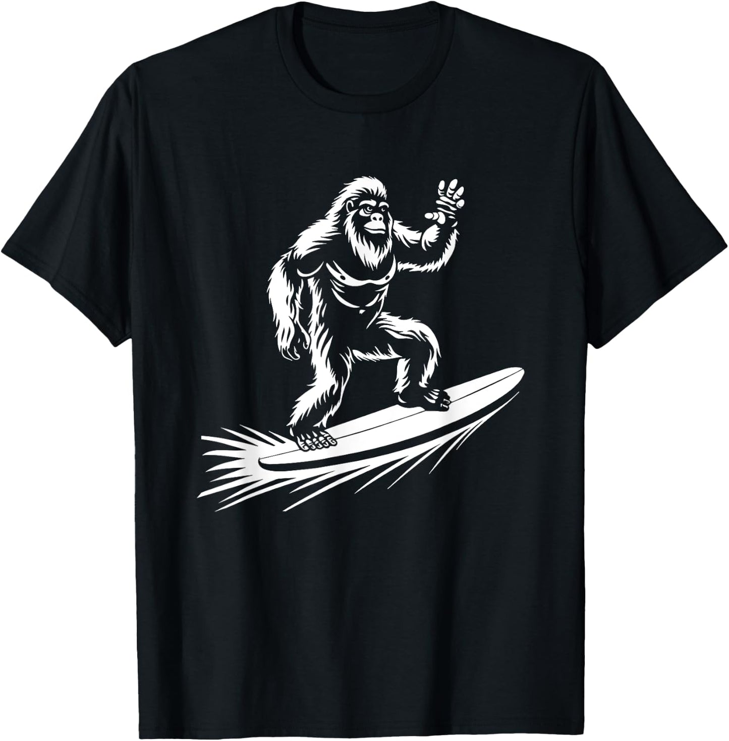 Surfing Bigfoot - Funny Hawaiian Sasquatch Surfer T-Shirt - T-Shirt | Black