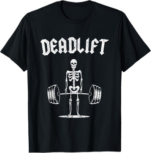 Skeleton I Dead Lift I Funny Halloween Lifting Weights T-Shirt - T-Shirt | Black