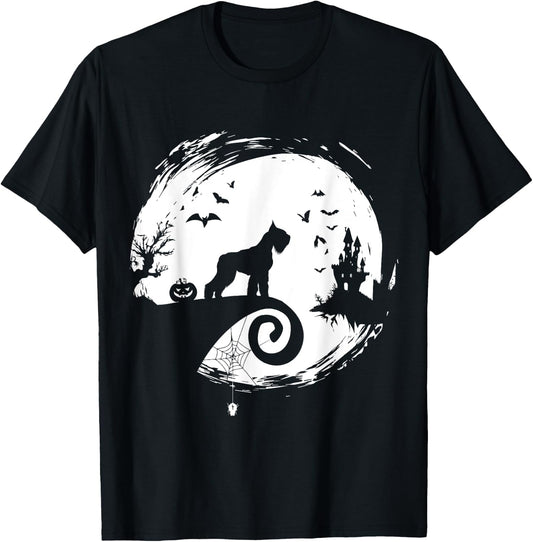 Giant Schnauzer Halloween Costume Moon Silhouette Creepy T-Shirt - T-Shirt | Black