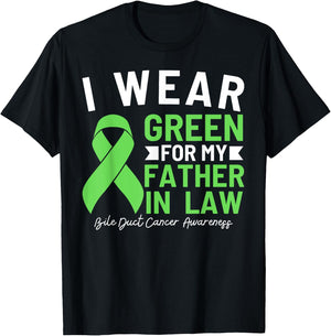 I Wear Green For My Father In Law Bile Duct Cancer T-Shirt - T-Shirt | Black