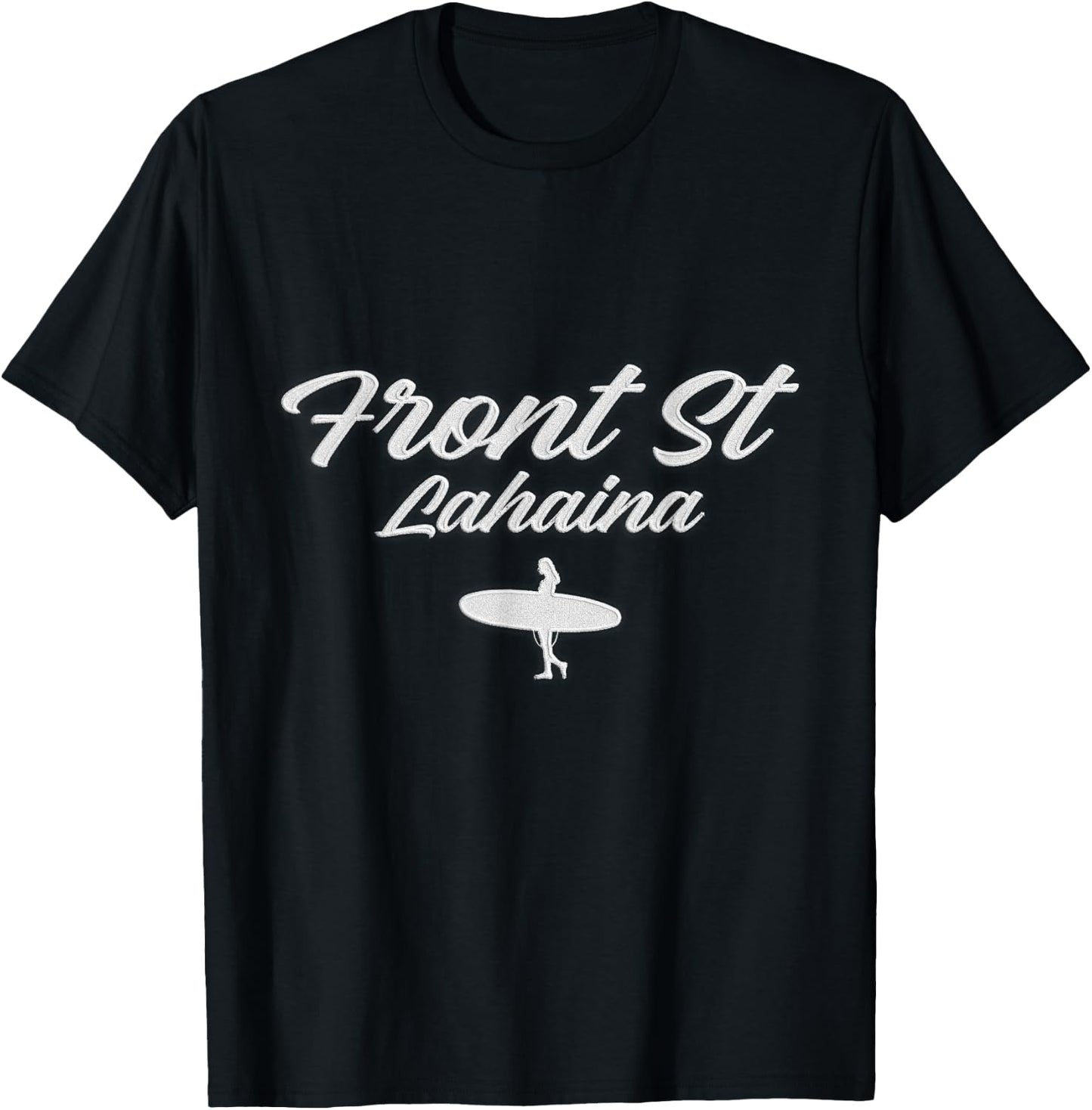 Front Street Lahaina Vintage Surfer Cursive Text Hawaii Surf T-Shirt - T-Shirt | Black