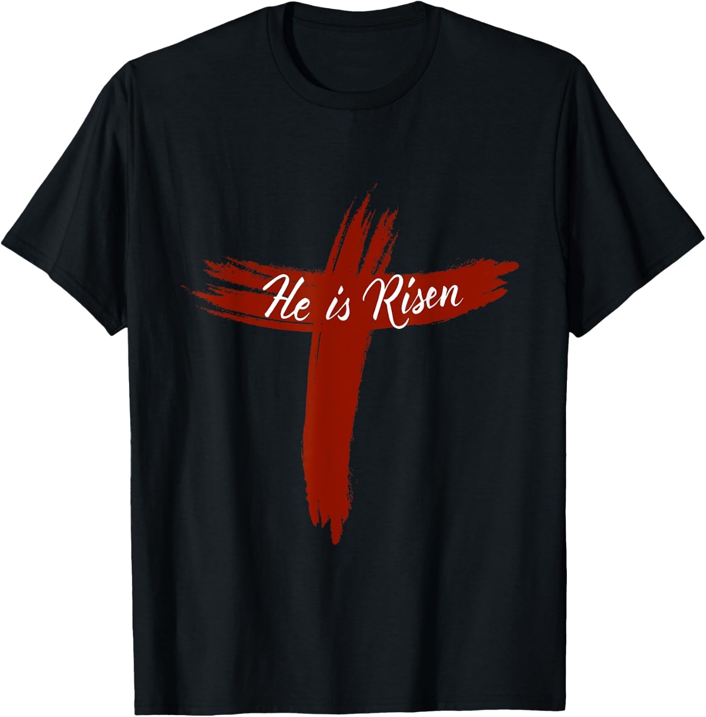 Happy Easter Shirt He Is Risen Jesus Cross Scripture Matthew T-Shirt - T-Shirt | Black
