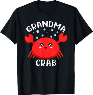Grandma Crab Ocean Animal Crab Zodiac Funny Announcement T-Shirt - T-Shirt | Black