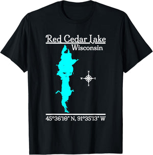 Red Cedar Lake, Wisconsin T-Shirt - T-Shirt | Black