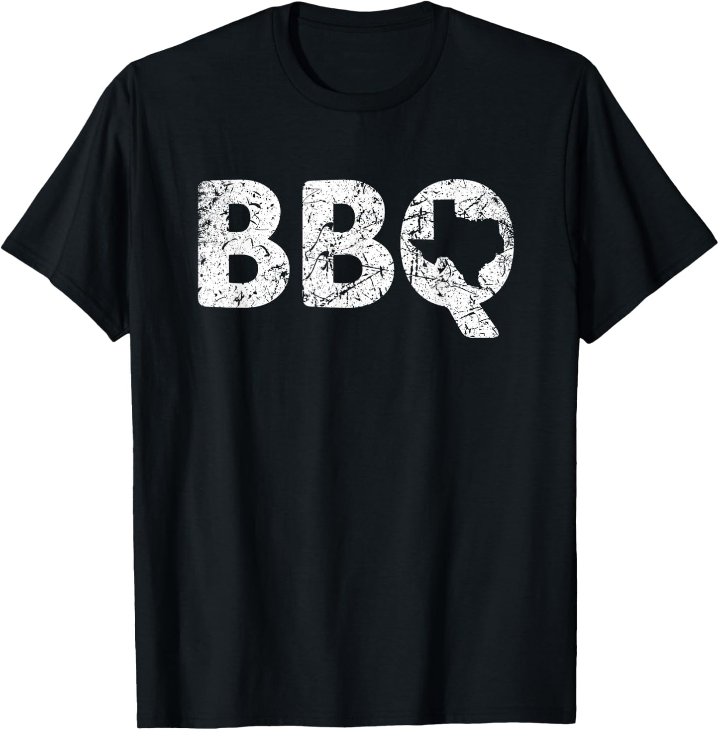 Texas BBQ TX Barbecue Map Distressed Texas Men Women Kids T-Shirt - T-Shirt | Black