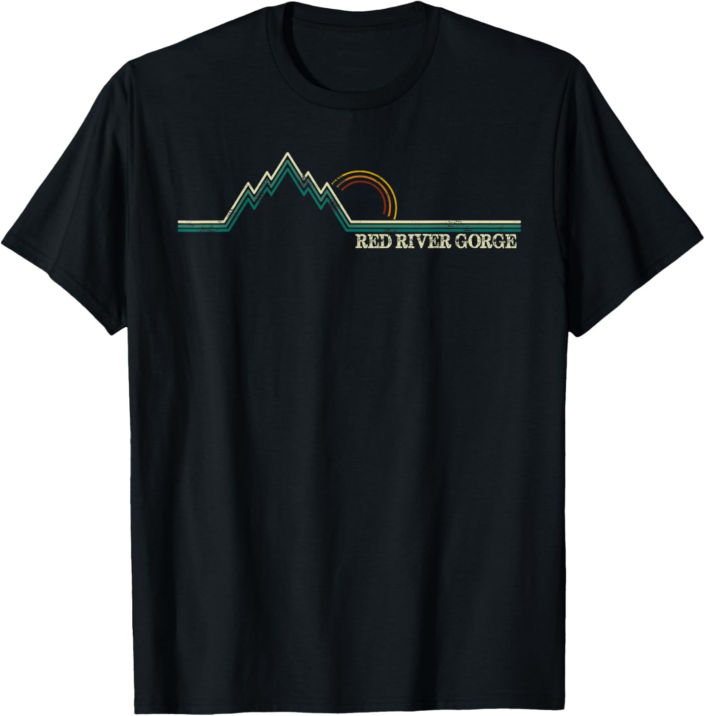 Red River Gorge Kentucky Retro Mountain T-Shirt - T-Shirt | Black