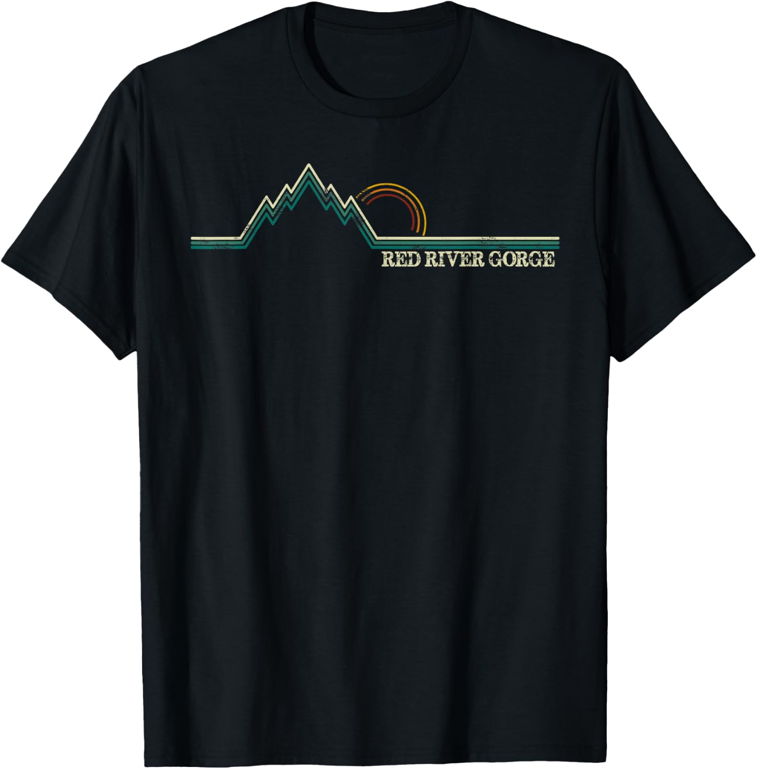 Red River Gorge Kentucky Retro Mountain T-Shirt - T-Shirt | Black