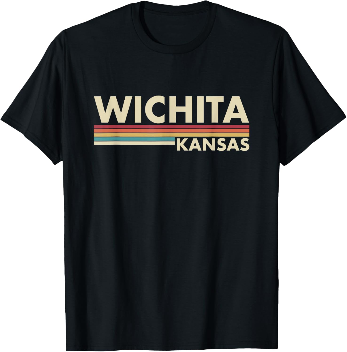 Graphic Club Inc. Wichita - Kansas Vintage Retro Stripes Classic T-Shirt - T-Shirt | Black