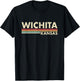 Graphic Club Inc. Wichita - Kansas Vintage Retro Stripes Classic T-Shirt - T-Shirt | Black