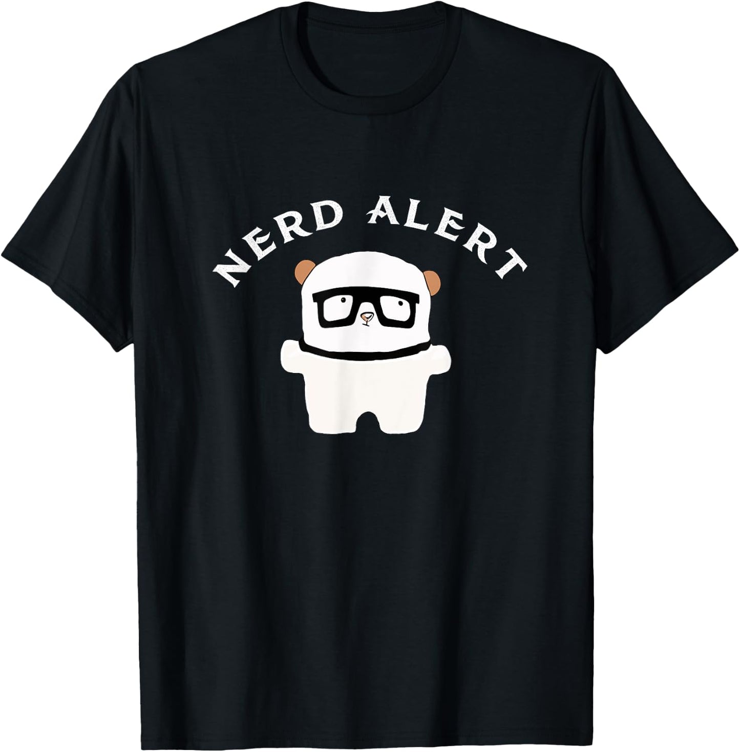 Nerd Alert Funny White Nerd Bear T-Shirt - T-Shirt | Black