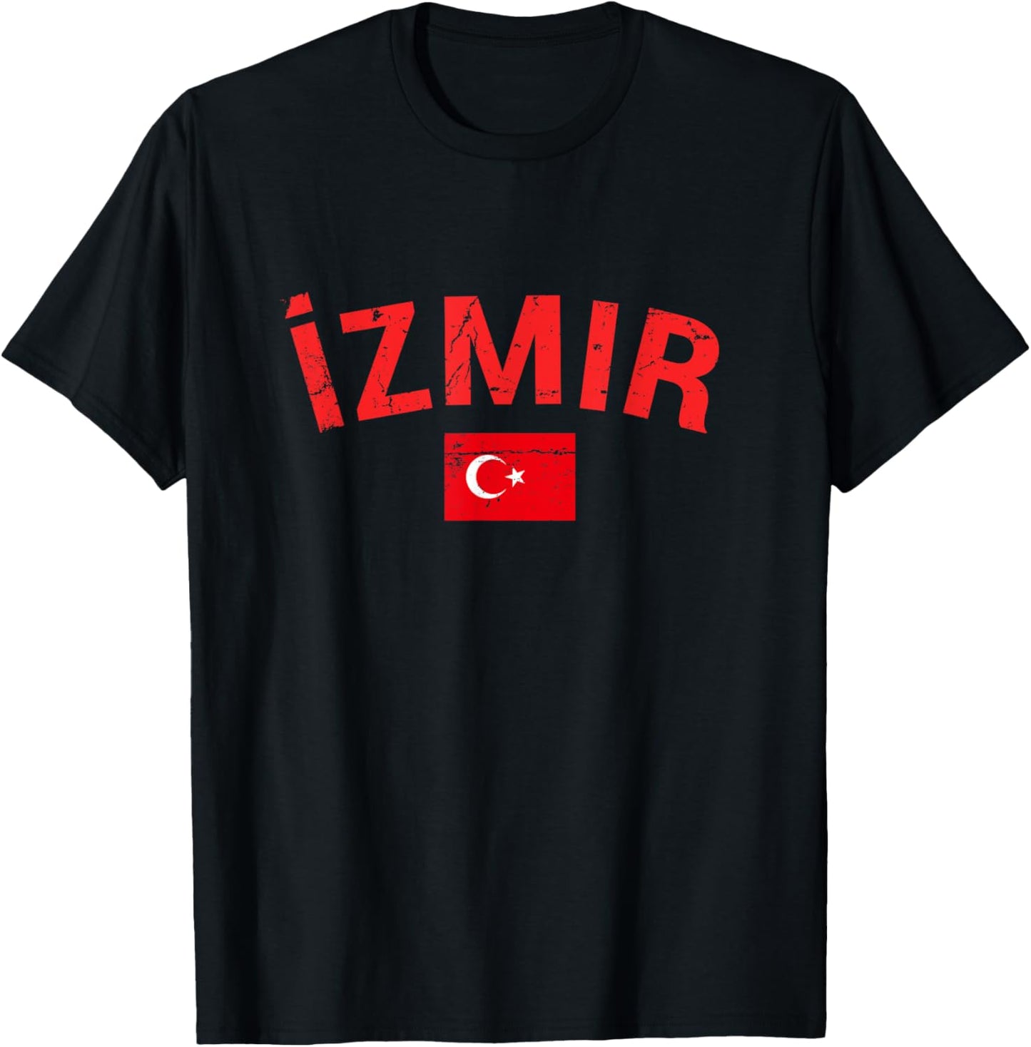 Izmir Turkey Vintage Turkish Flag Turk T-Shirt - T-Shirt | Black