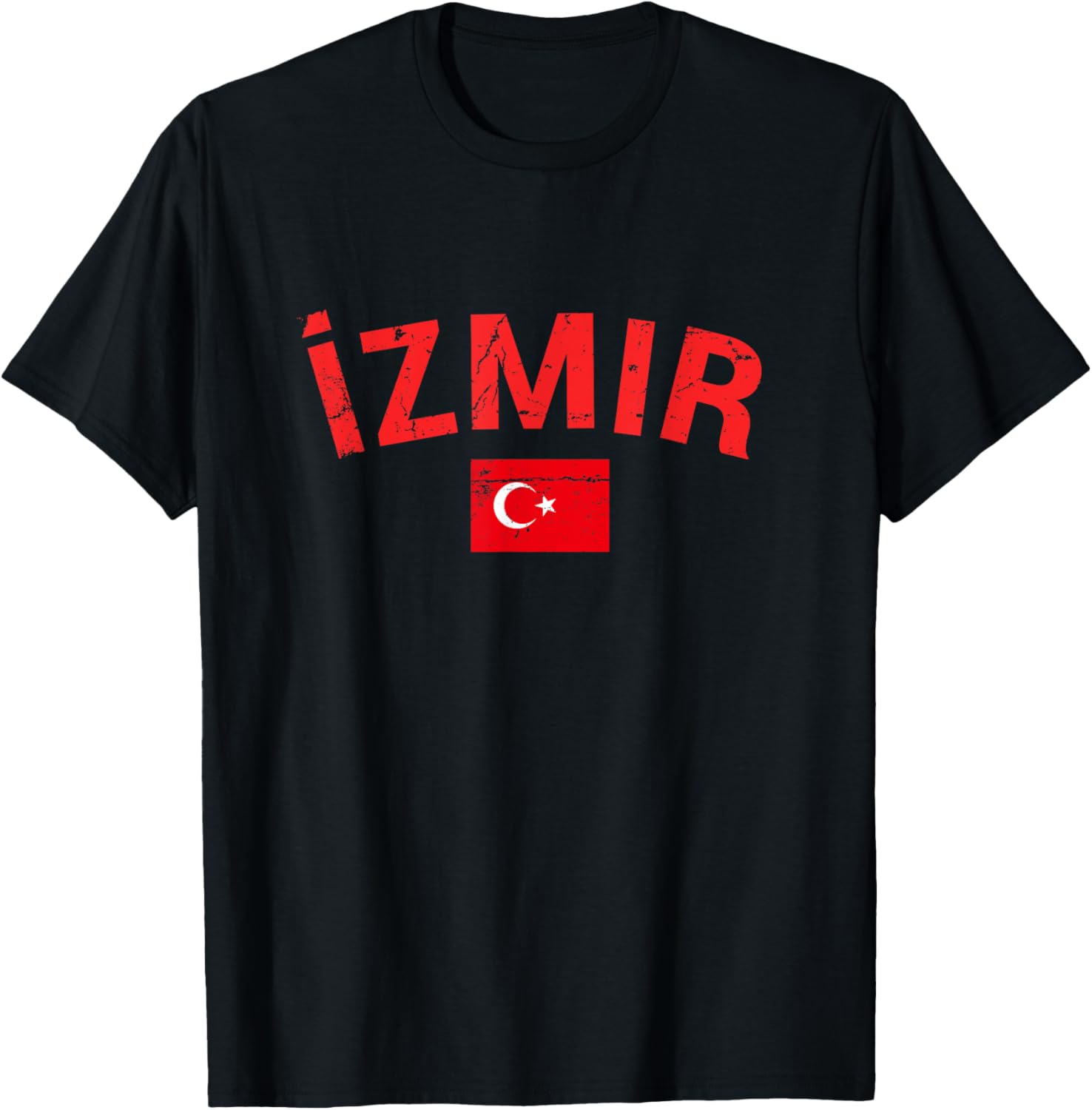Izmir Turkey Vintage Turkish Flag Turk T-Shirt - T-Shirt | Black