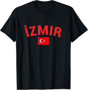 Izmir Turkey Vintage Turkish Flag Turk T-Shirt - T-Shirt | Black