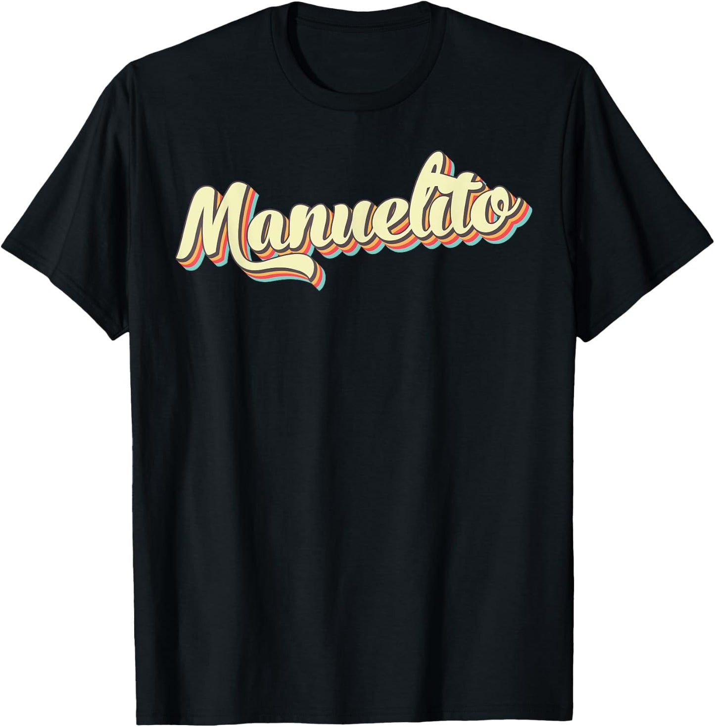 Manuelito Retro Art Baseball Font Vintage T-Shirt - T-Shirt | Black